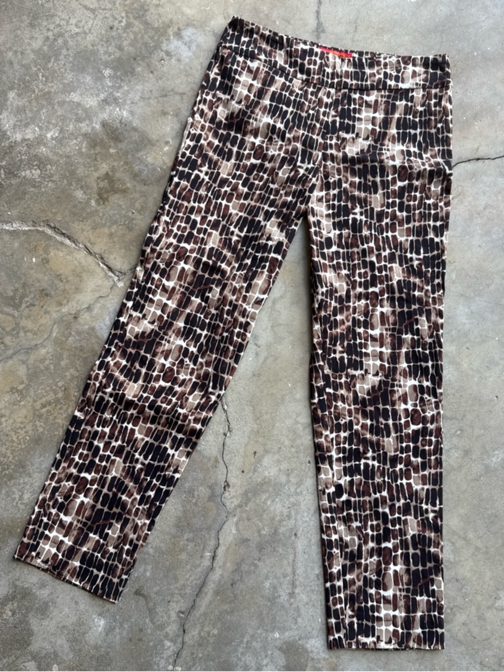 Krazy Larry Animal Print Classic Pull On Slim Pants - Brown & Black